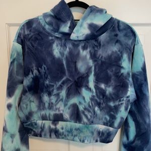 Blue Tie Dye Cropped Hoodie